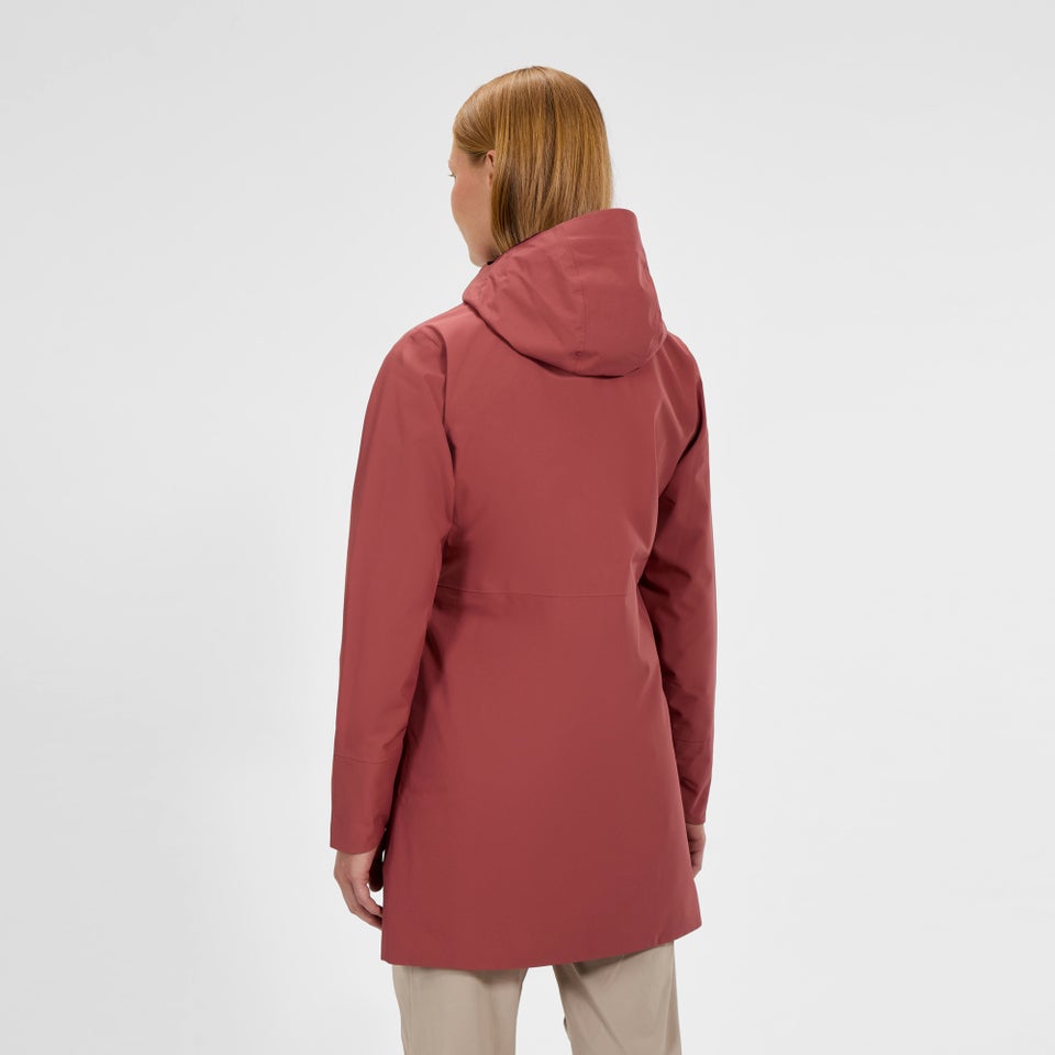 Omeara lange wasserdichte Jacke für Damen - Rot