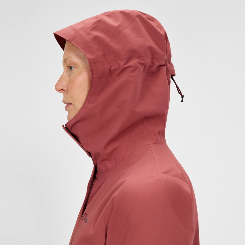 Omeara lange wasserdichte Jacke für Damen - Rot