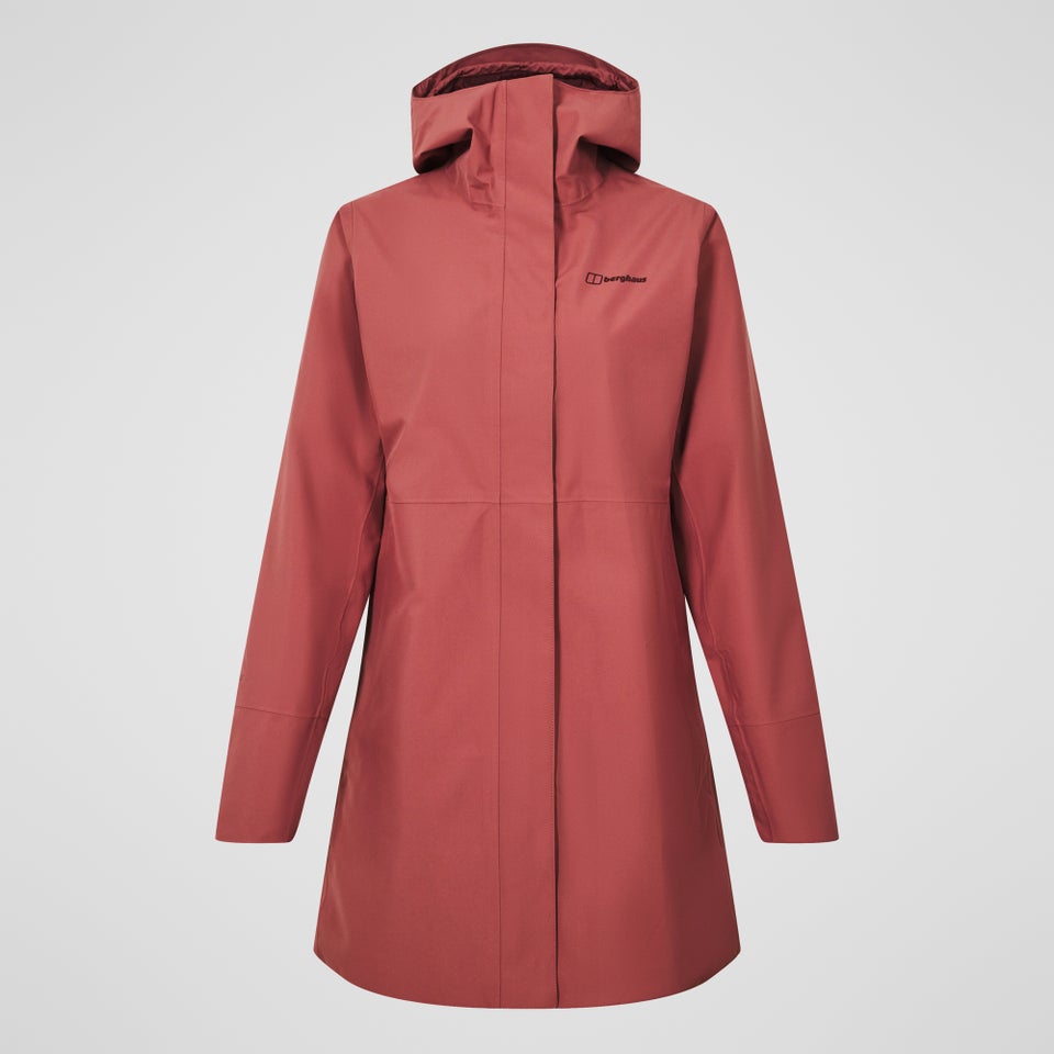 Omeara lange wasserdichte Jacke für Damen - Rot