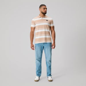 MENS FUNDAMENTALS ENGINEERED STRIPE POLO WARM TAUPE