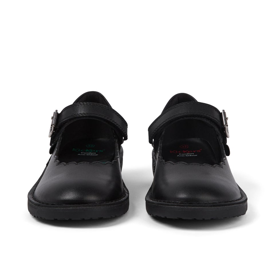 Junior Girls Adlar MJ Scallop Leather Black