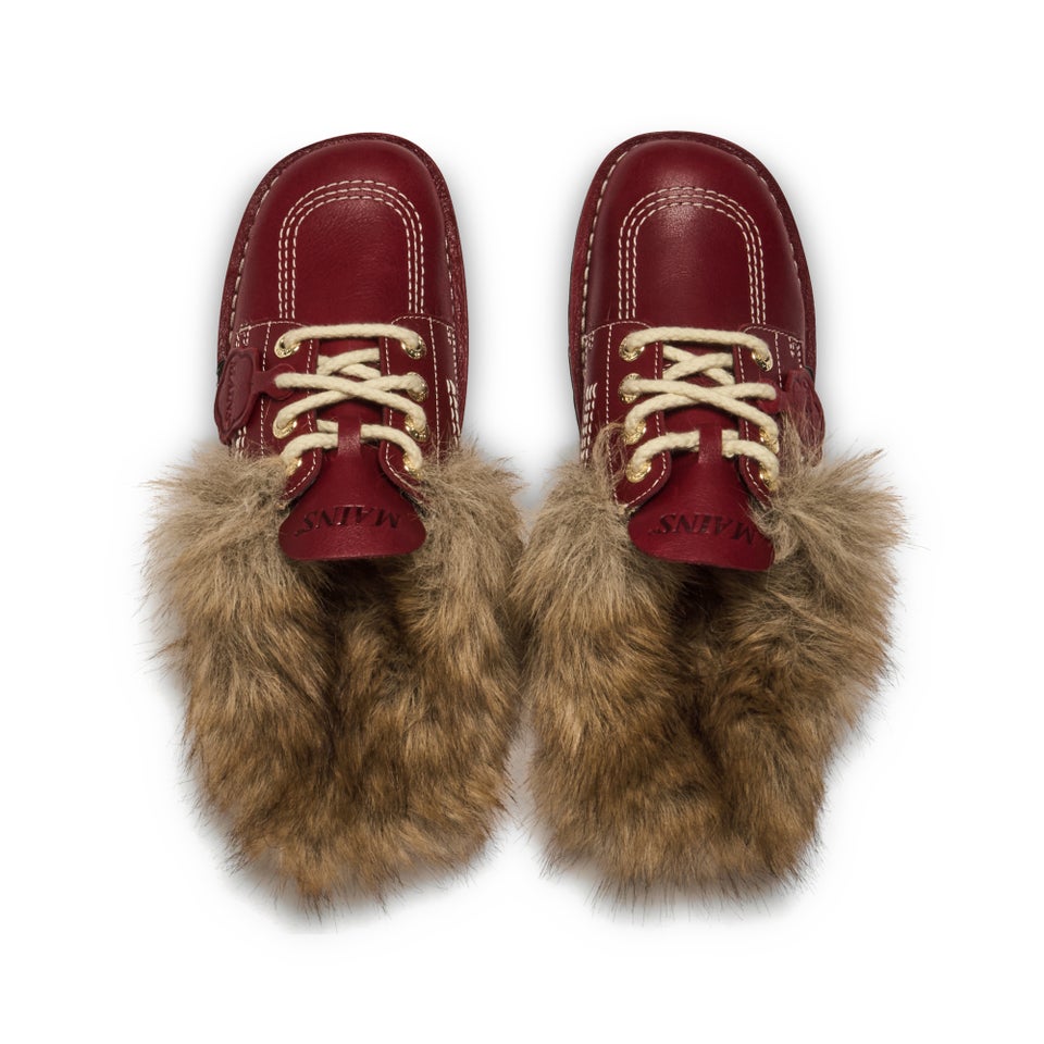 Adult Unisex Kick Mule Fur Mains Red