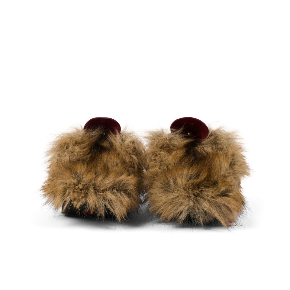 Adult Unisex Kick Mule Fur Mains Red