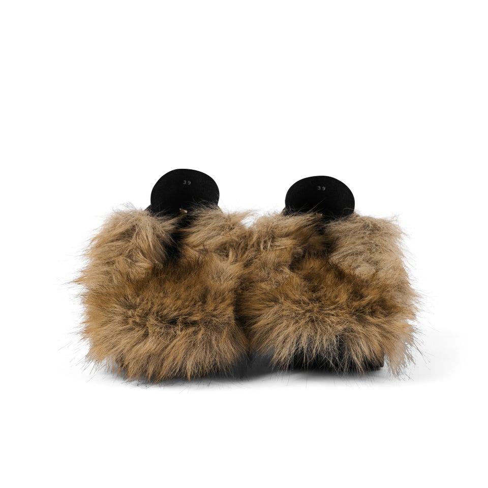 Adult Unisex Kick Mule Fur Mains Black