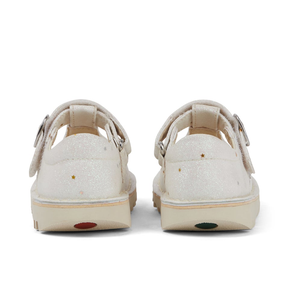Infant Unisex Kick T-Bar Glitter Shoes White