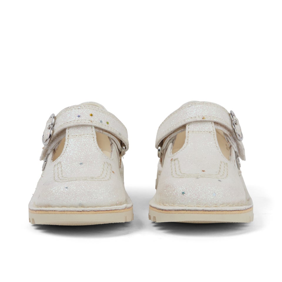 Infant Unisex Kick T-Bar Glitter Shoes White