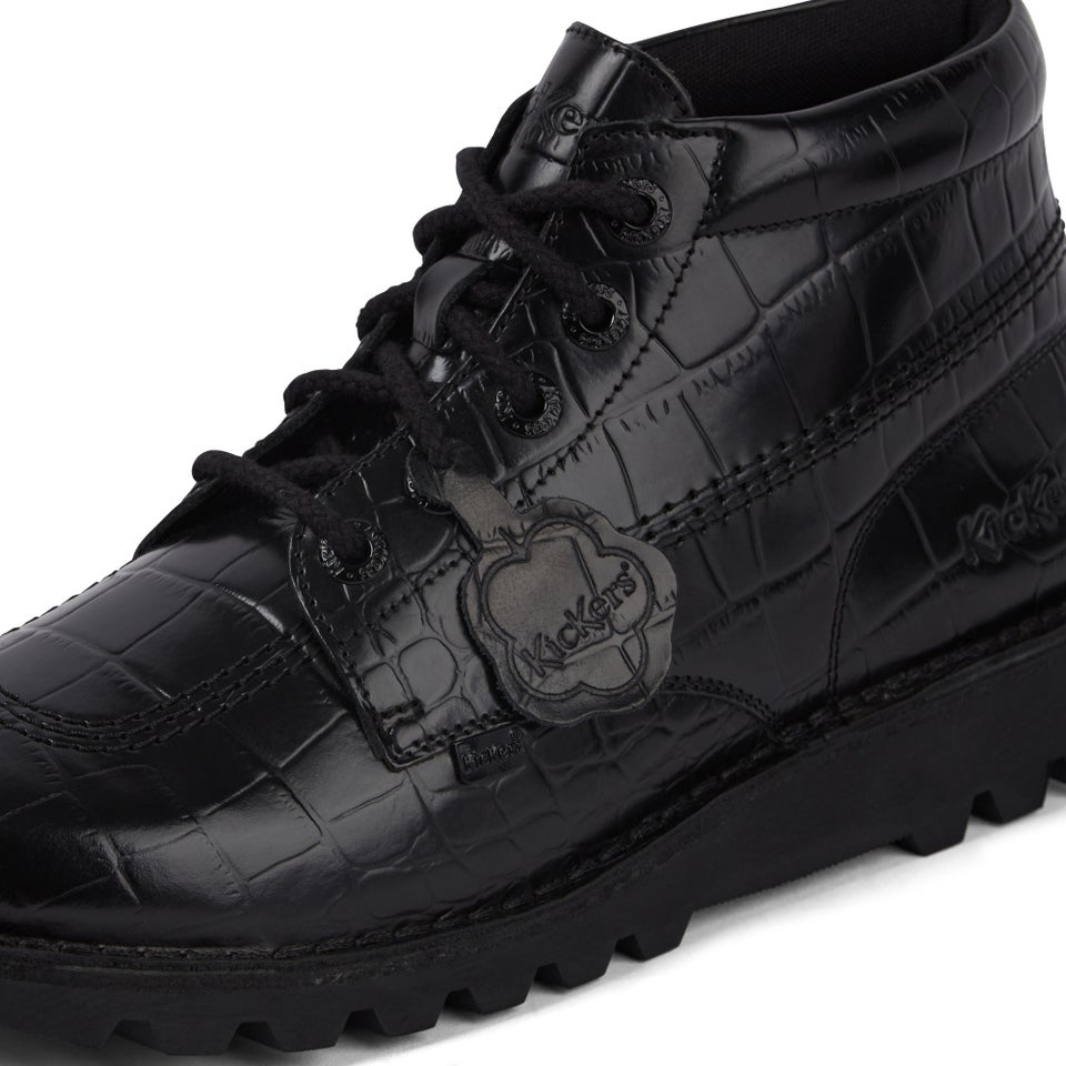 Adult Unisex Kick Hi Croc Leather Boots Black