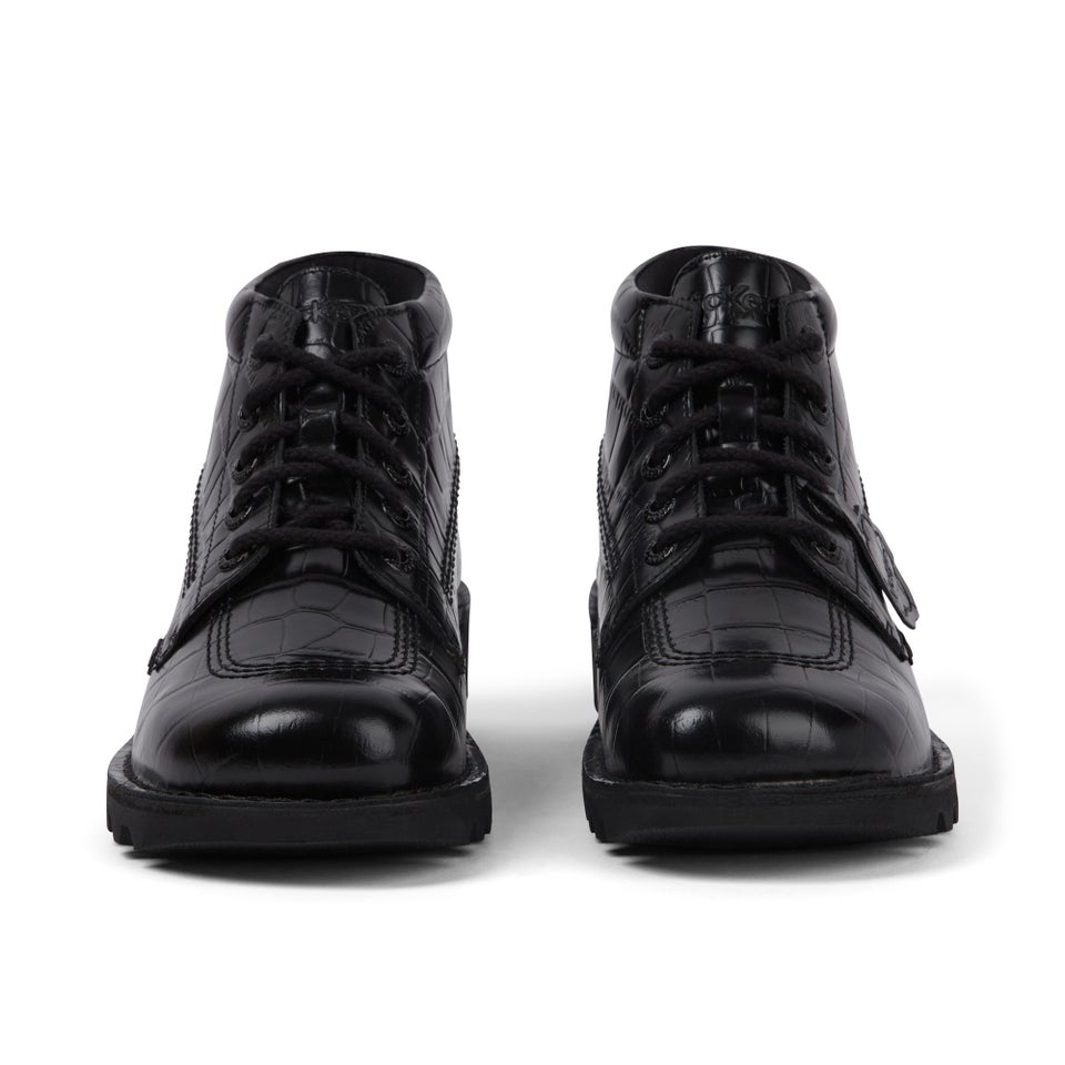 Adult Unisex Kick Hi Croc Leather Boots Black