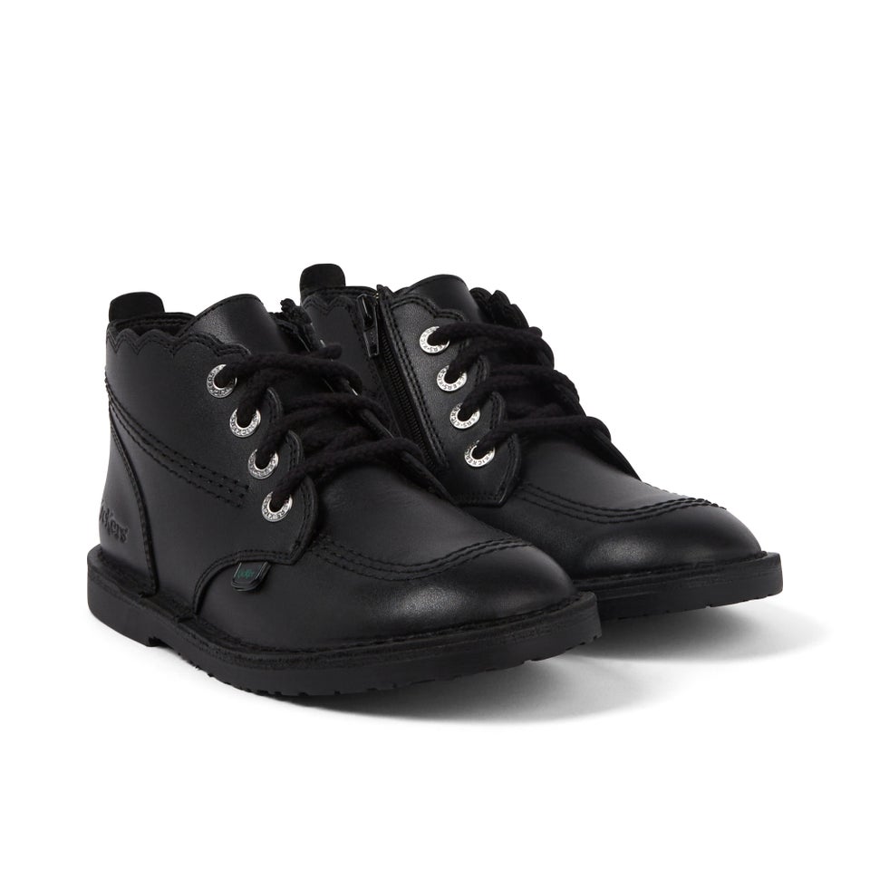Junior Girls Adlar Hi Scallop Leather Boots Black