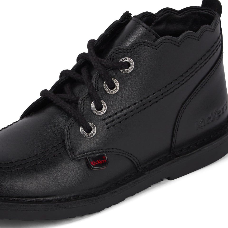 Junior Girls Adlar Hi Scallop Leather Boots Black