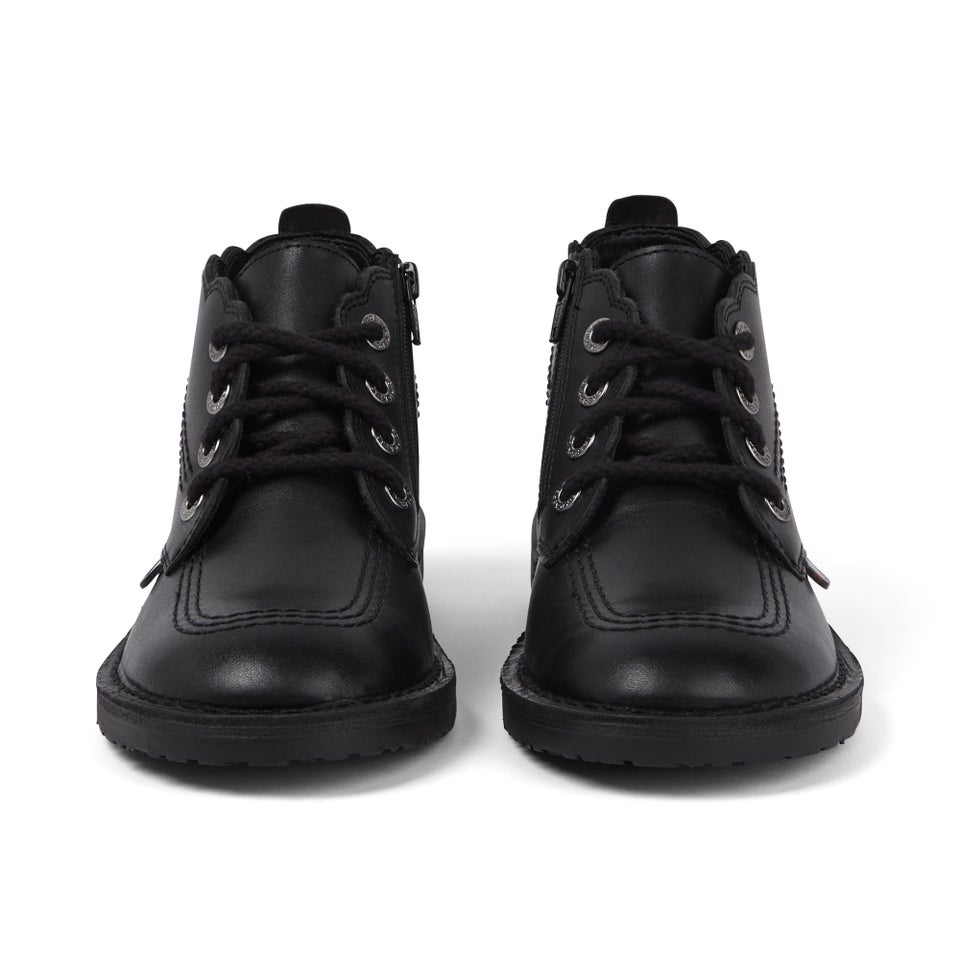 Junior Girls Adlar Hi Scallop Leather Boots Black