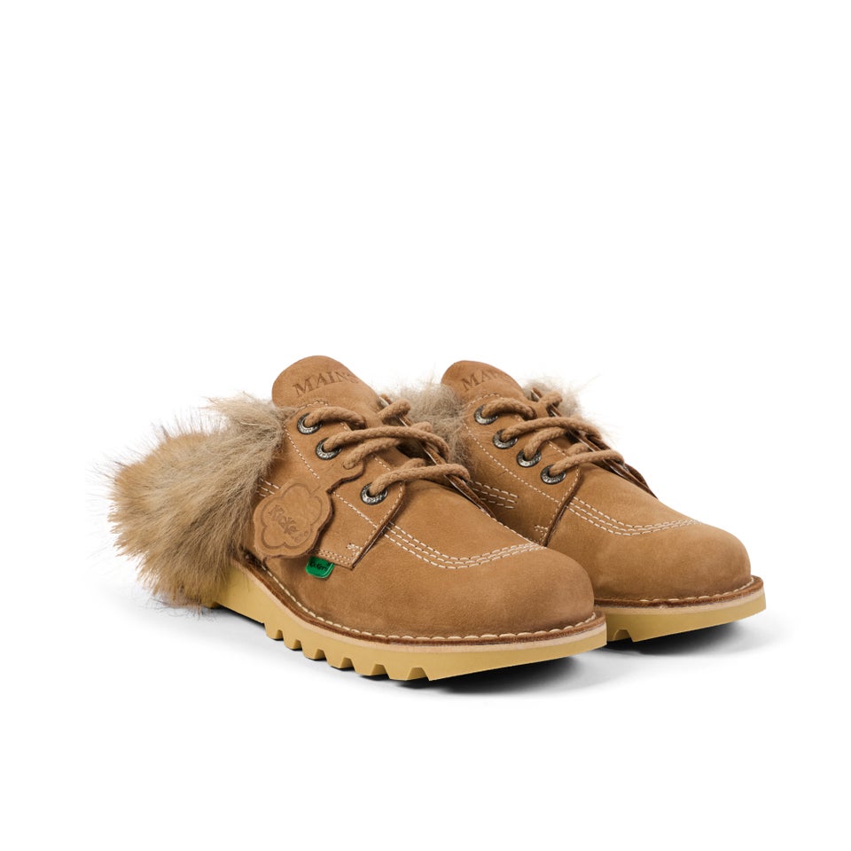 Adult Unisex Kick Mule Fur Mains Tan
