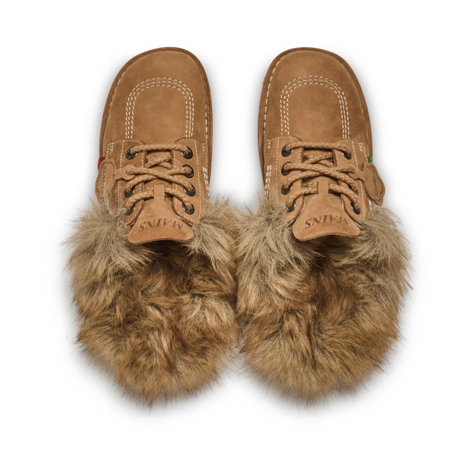 Adult Unisex Kick Mule Fur Mains Tan