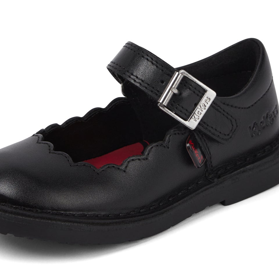 Infant Girls Adlar MJ Scallop Leather Black