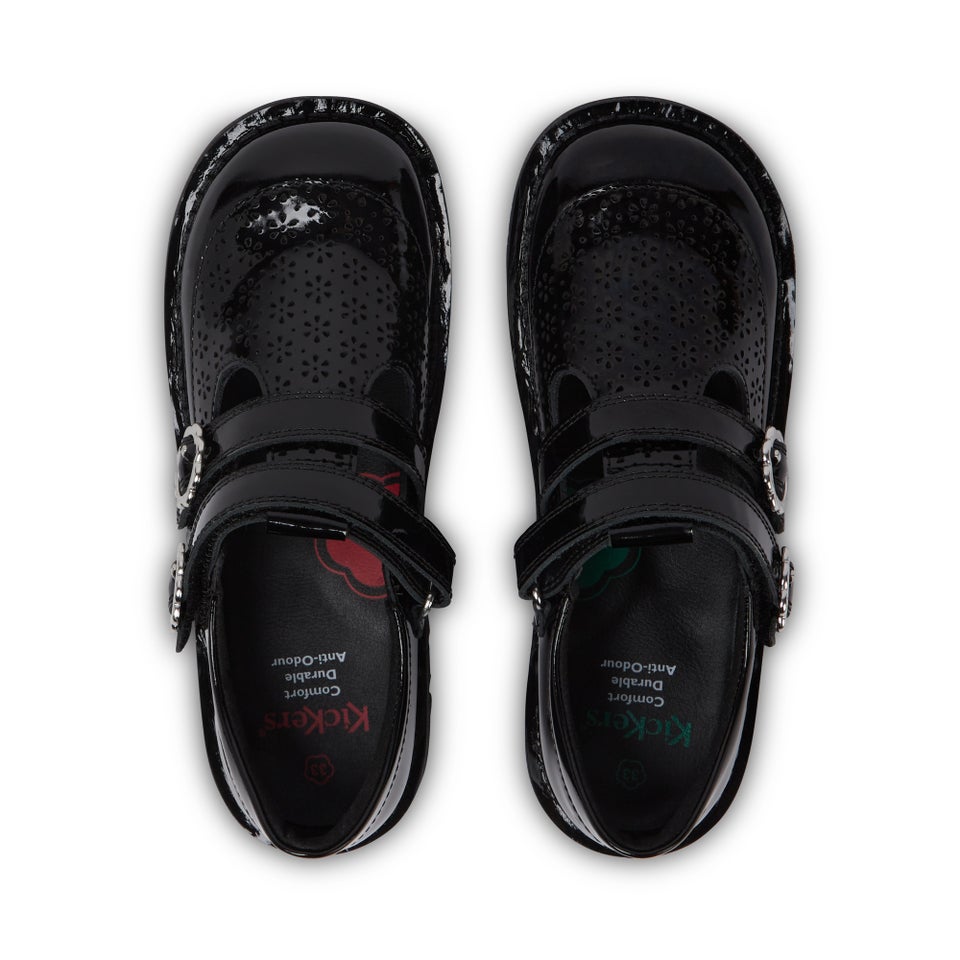 Junior Girls Kick T-Bar Meadow Patent Leather Black