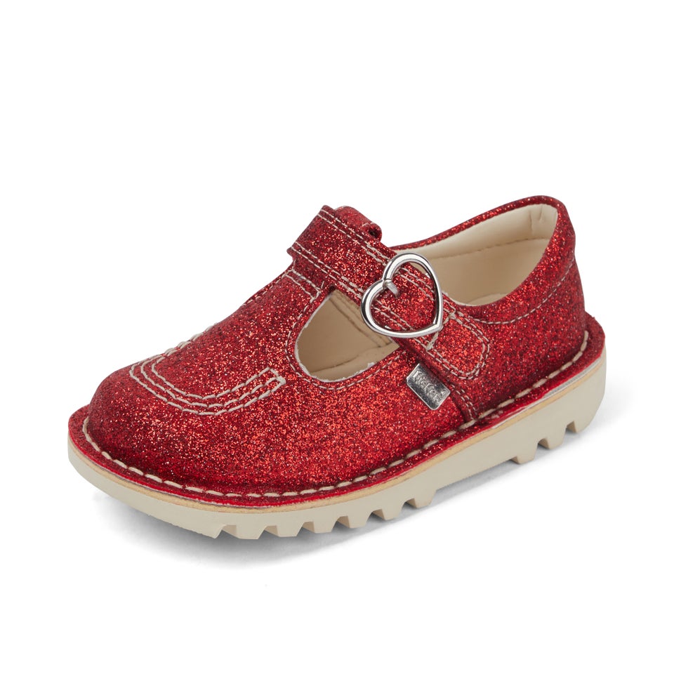 Infant Unisex Kick T-Bar Glitter Shoes Red