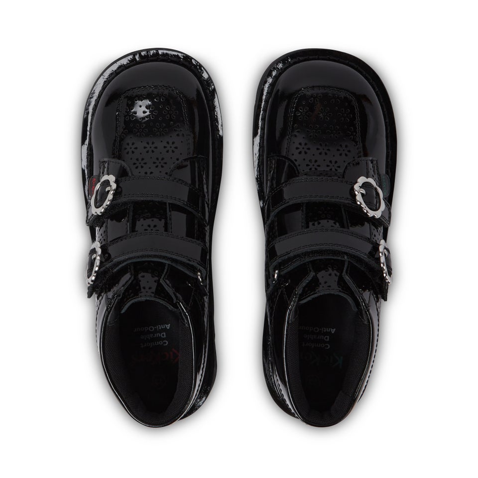 Junior Girls Kick Hi Meadow Patent Leather Boots Black