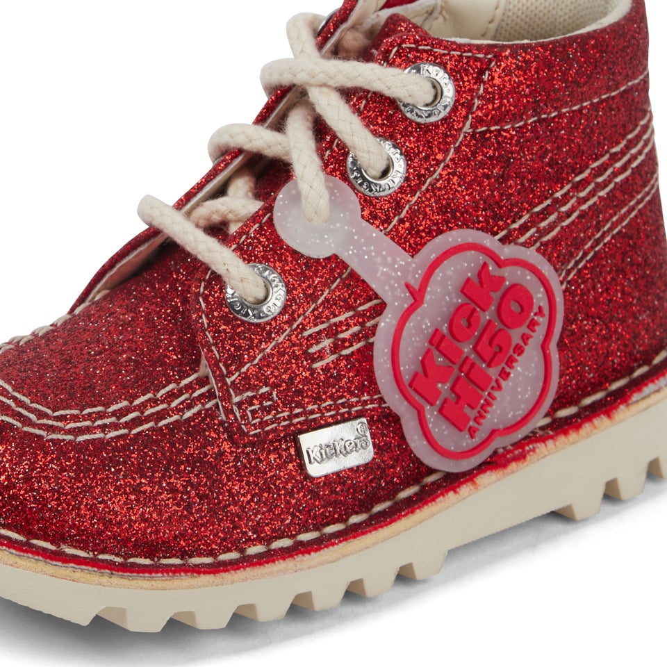 Infant Unisex Kick Hi Glitter Boots Red