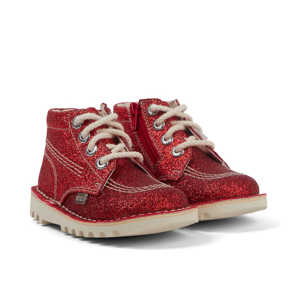 Infant Unisex Kick Hi Glitter Boots Red