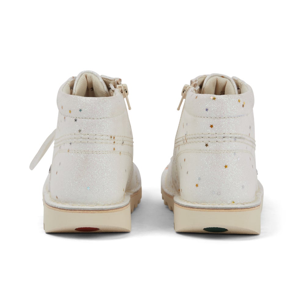 Junior Unisex Kick Hi Glitter Boots White