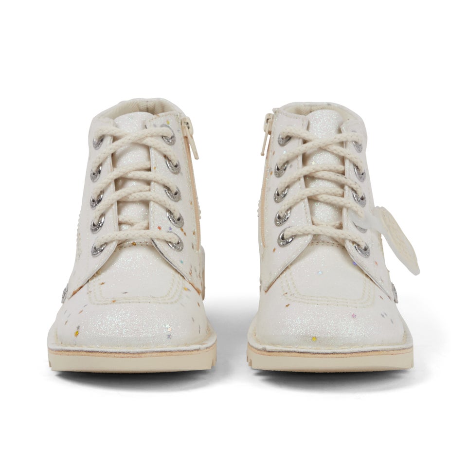 Junior Unisex Kick Hi Glitter Boots White