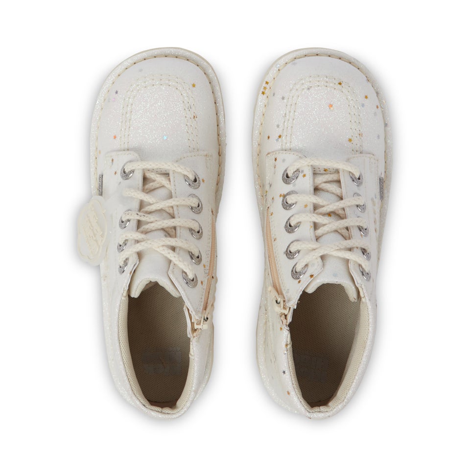 Junior Unisex Kick Hi Glitter Boots White