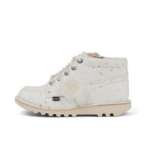 KICKERS KICK HI GLITTER TEXT JU WHT - 2.5.