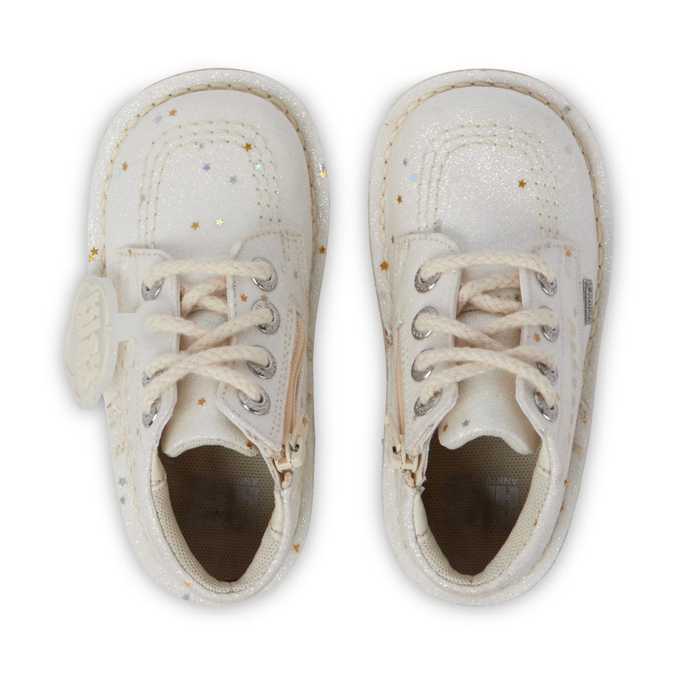 Infant Unisex Kick Hi Glitter Boots White