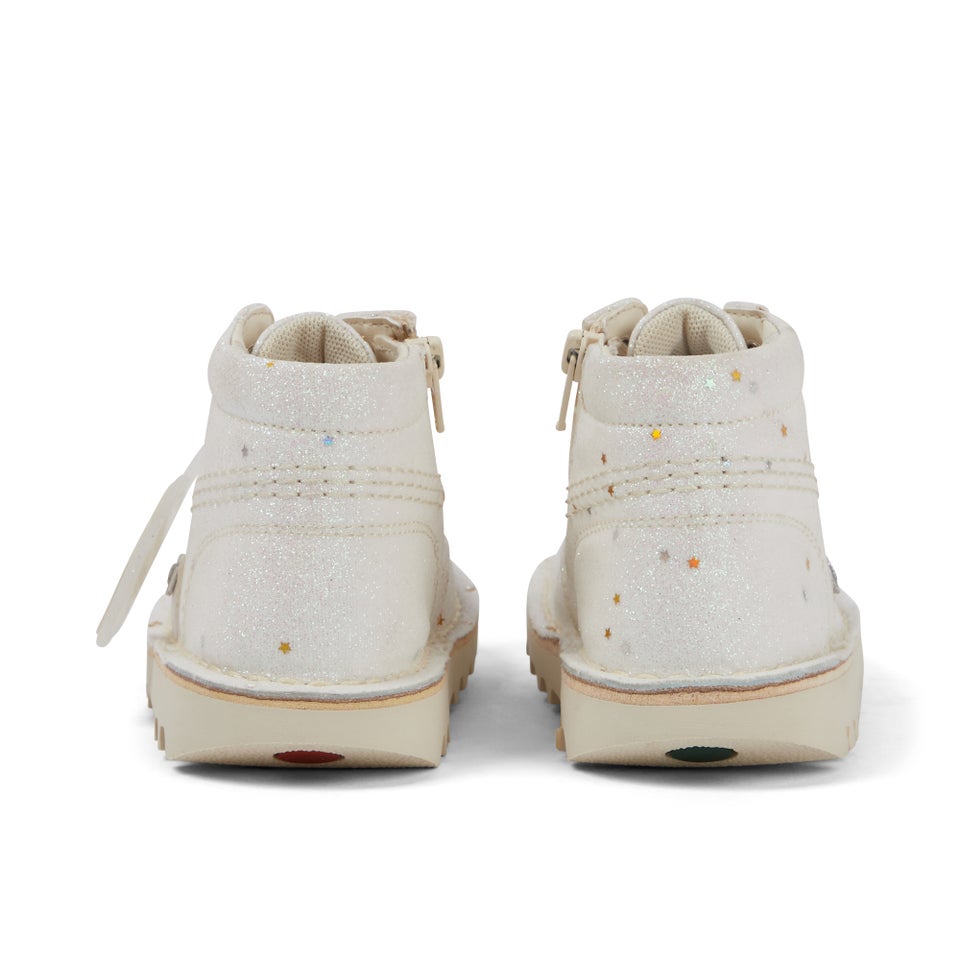 Infant Unisex Kick Hi Glitter Boots White