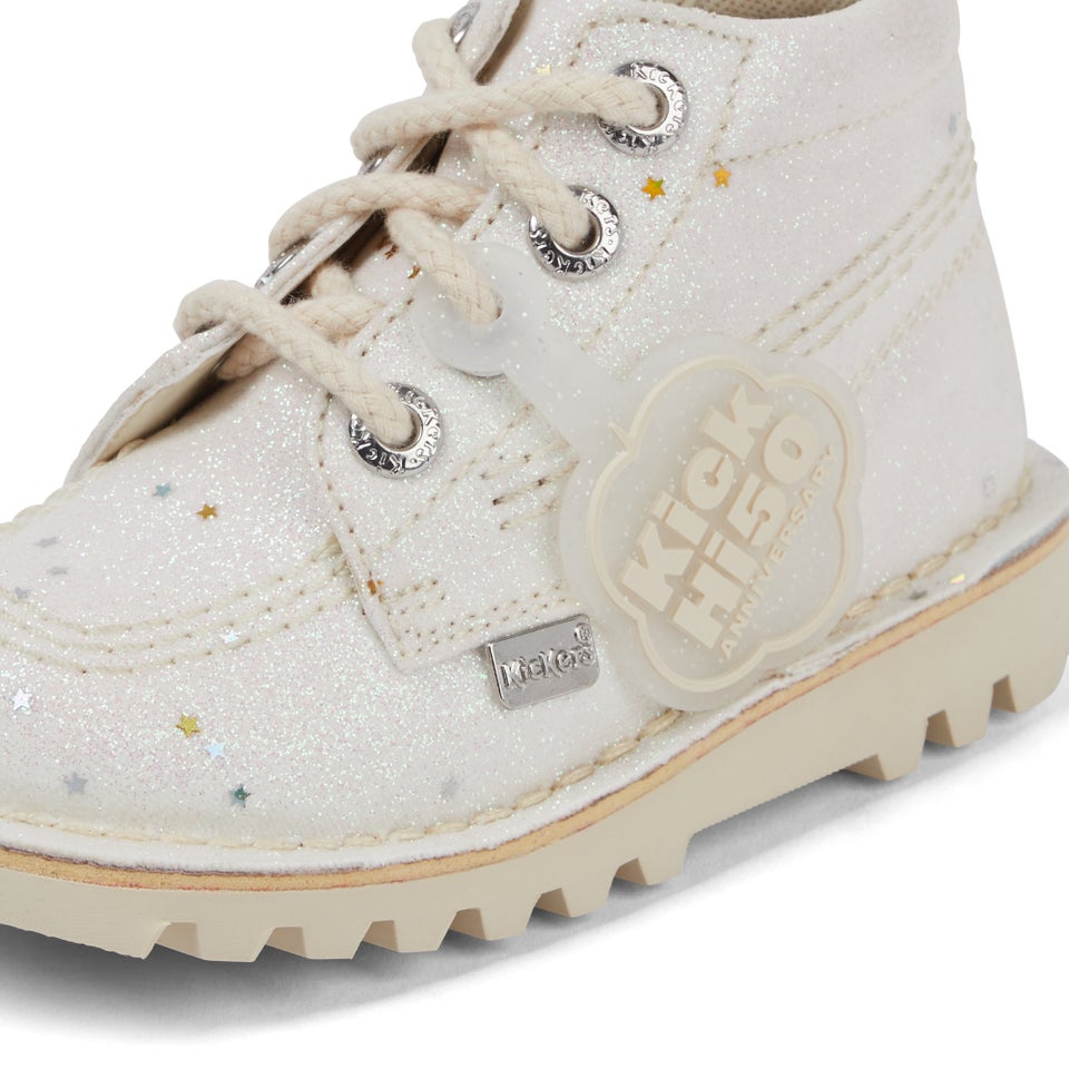 Infant Unisex Kick Hi Glitter Boots White