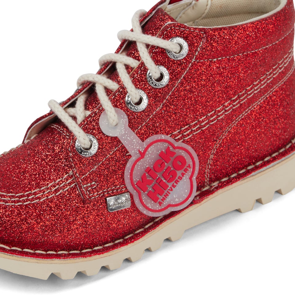 Junior Unisex Kick Hi Glitter Shoes Red