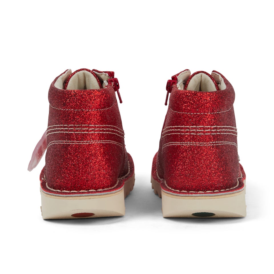 Junior Unisex Kick Hi Glitter Shoes Red