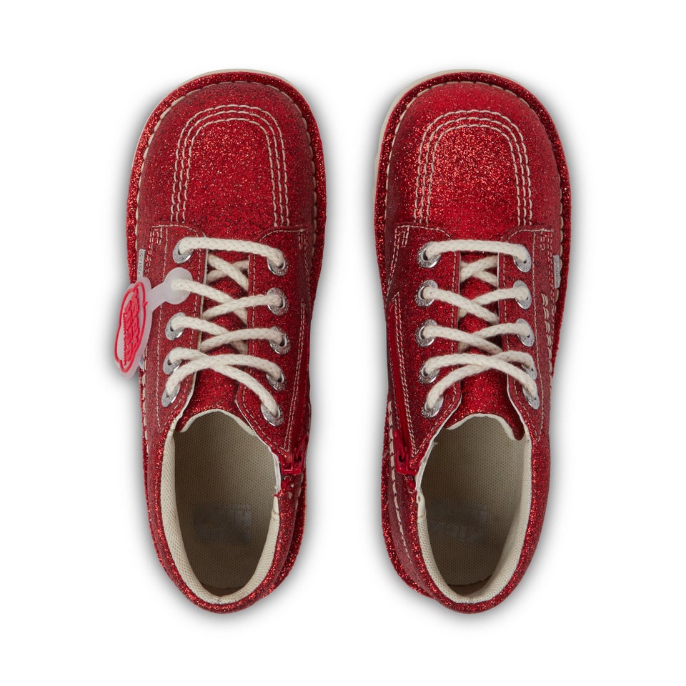 Junior Unisex Kick Hi Glitter Shoes Red