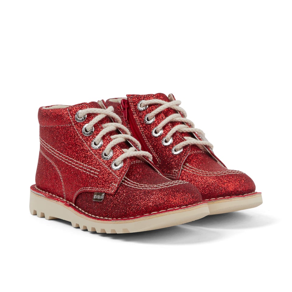 Junior Unisex Kick Hi Glitter Shoes Red