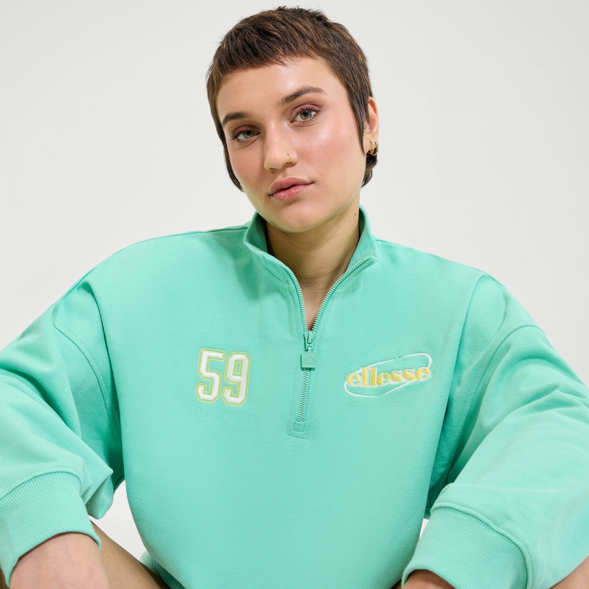 Women's Constanta 1/4 Zip Sweatshirt Green | ellesse UK