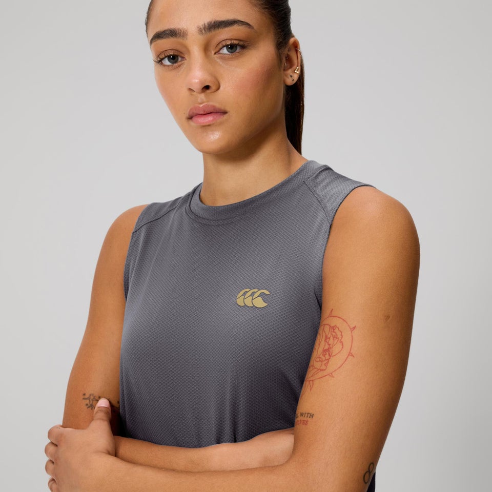 WOMENS TEMPO+ TRAINING TANK BLACKENED PEARL