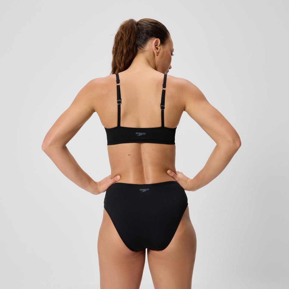 Women's Solid Cheeky High Waist Bottoms Black