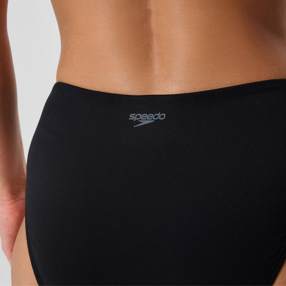 Women's Solid Cheeky High Waist Bottoms Black