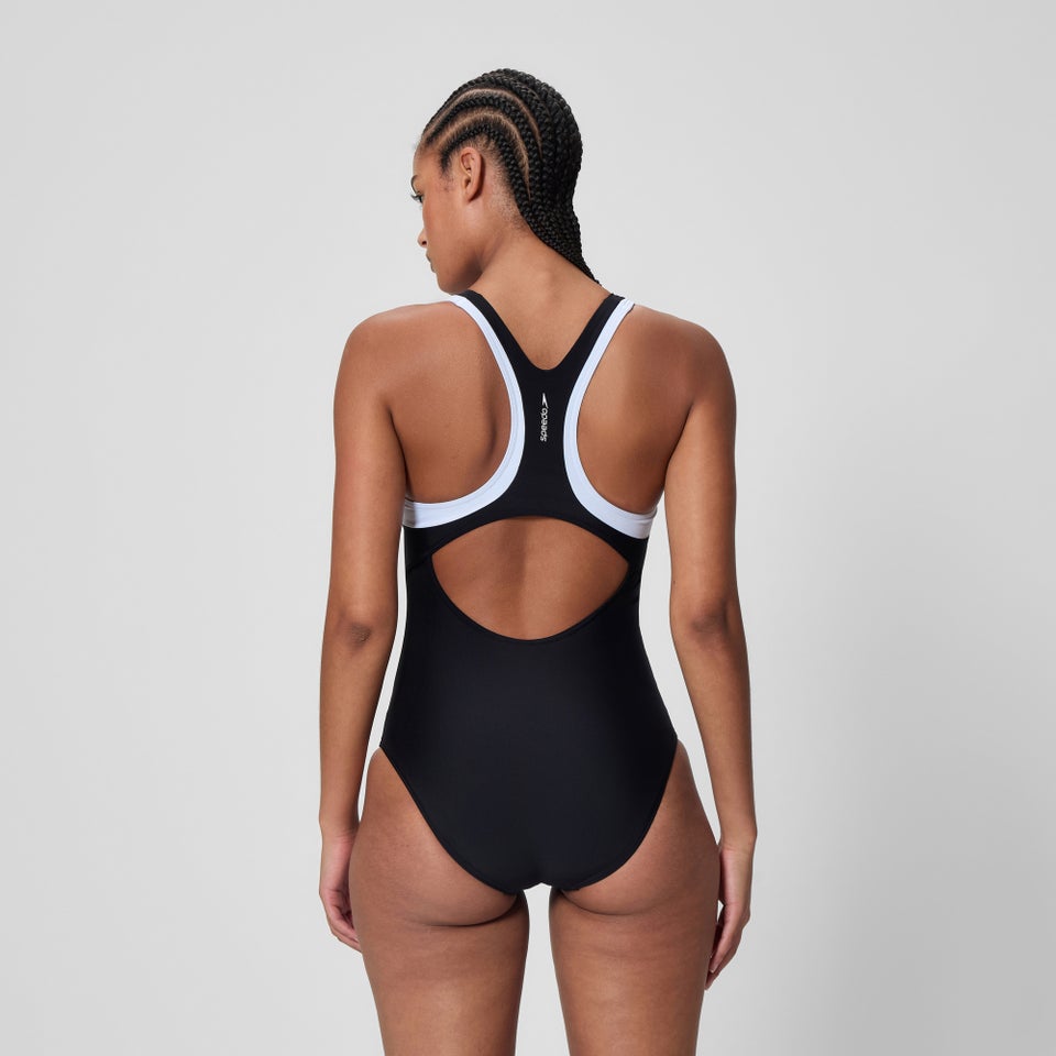 Women's Colorblock Racerback One Piece Black/White