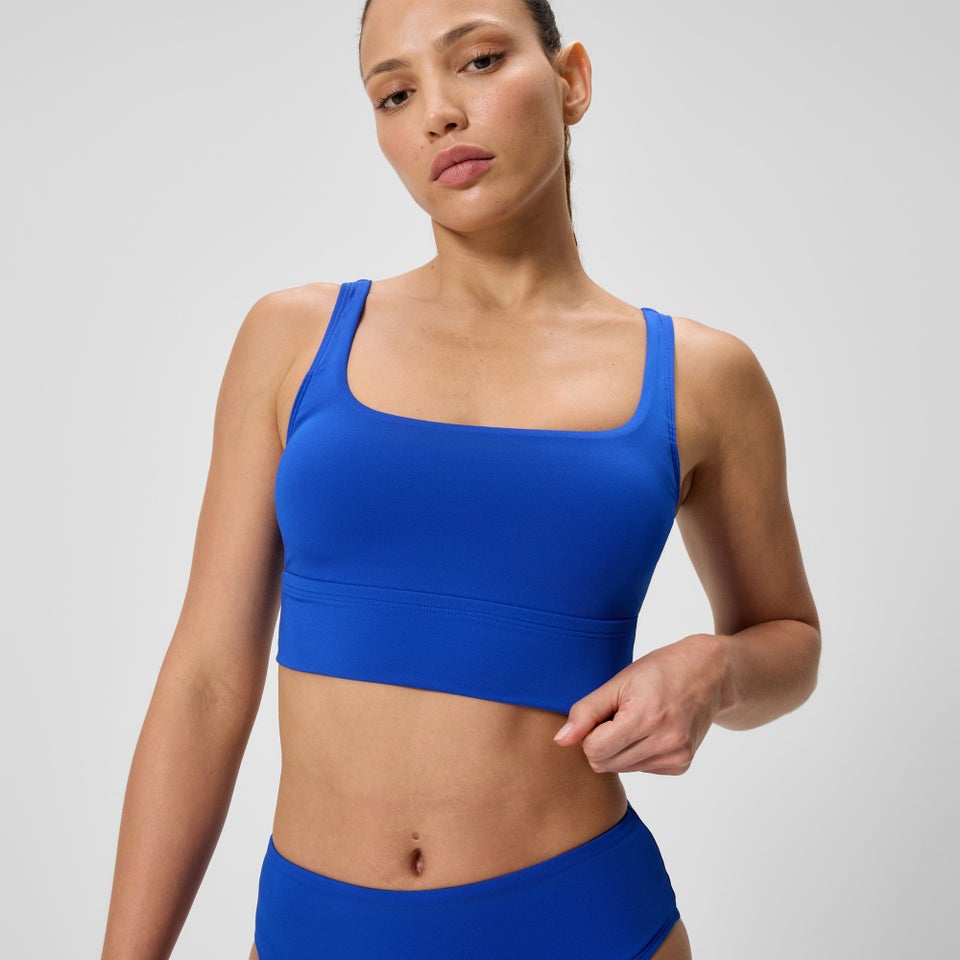 Women's Solid Square Neck Bikini Top Blue