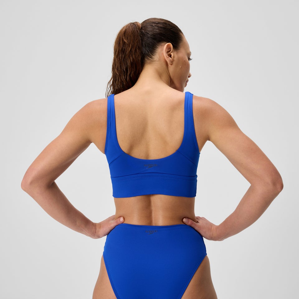 Women's Solid Square Neck Bikini Top Blue