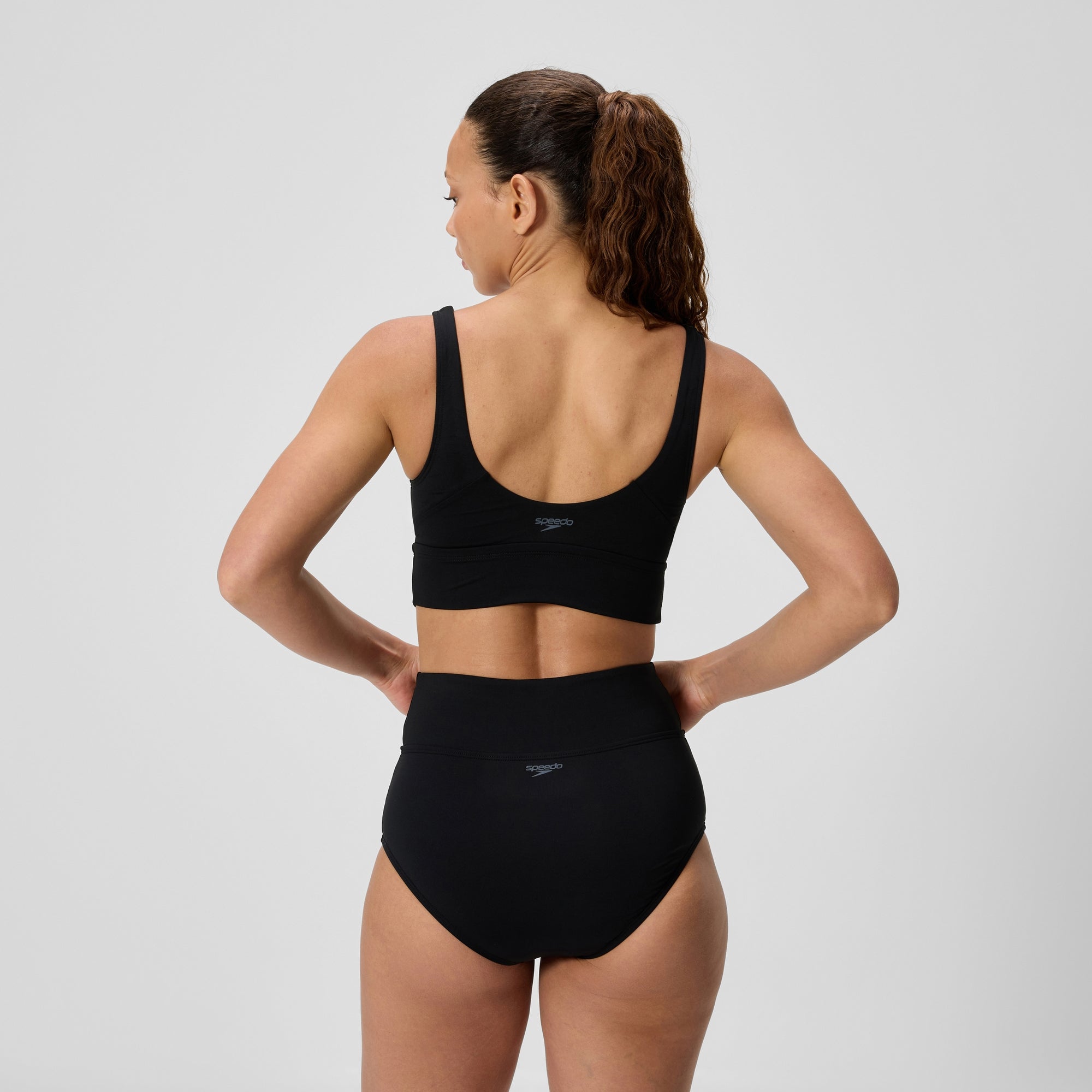 Women's Solid Square Neck Bikini Top Black