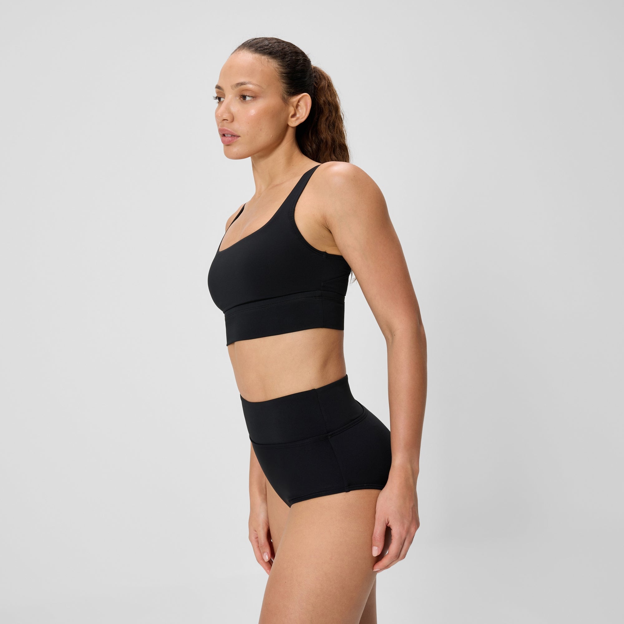 Women's Solid Square Neck Bikini Top Black | Speedo USA