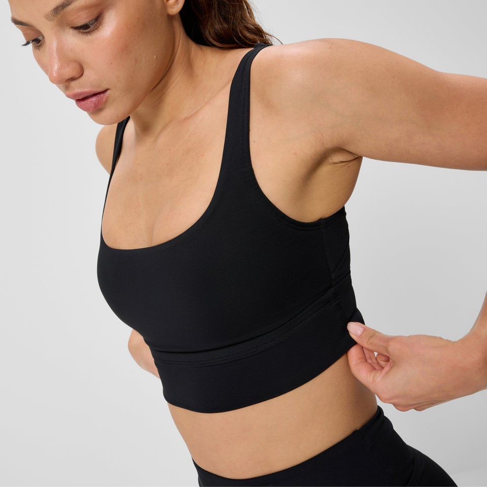 Women's Solid Square Neck Bikini Top Black