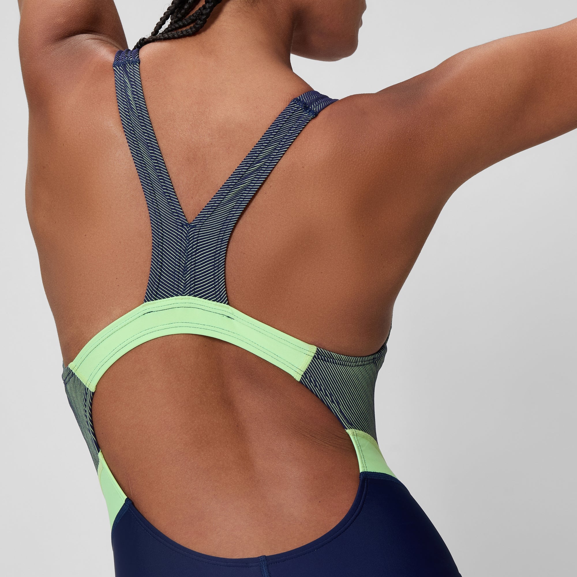 Women's Quantum Rib Splice One Piece Navy/Green | Speedo USA