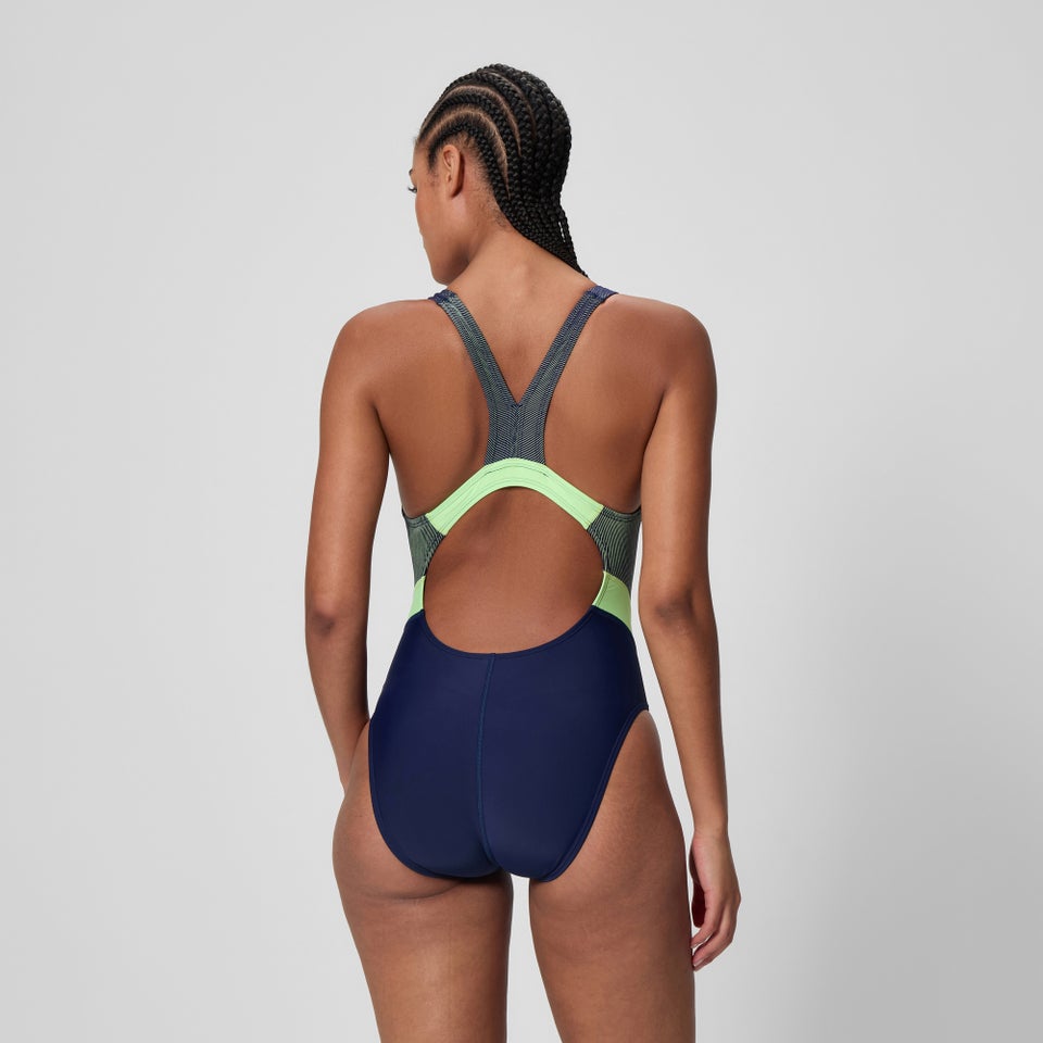 Women's Quantum Rib Splice One Piece Navy/Green