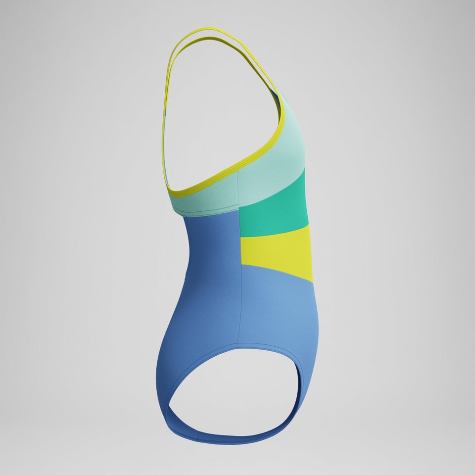 Girl's Radiating Splice One Piece Blue/Green