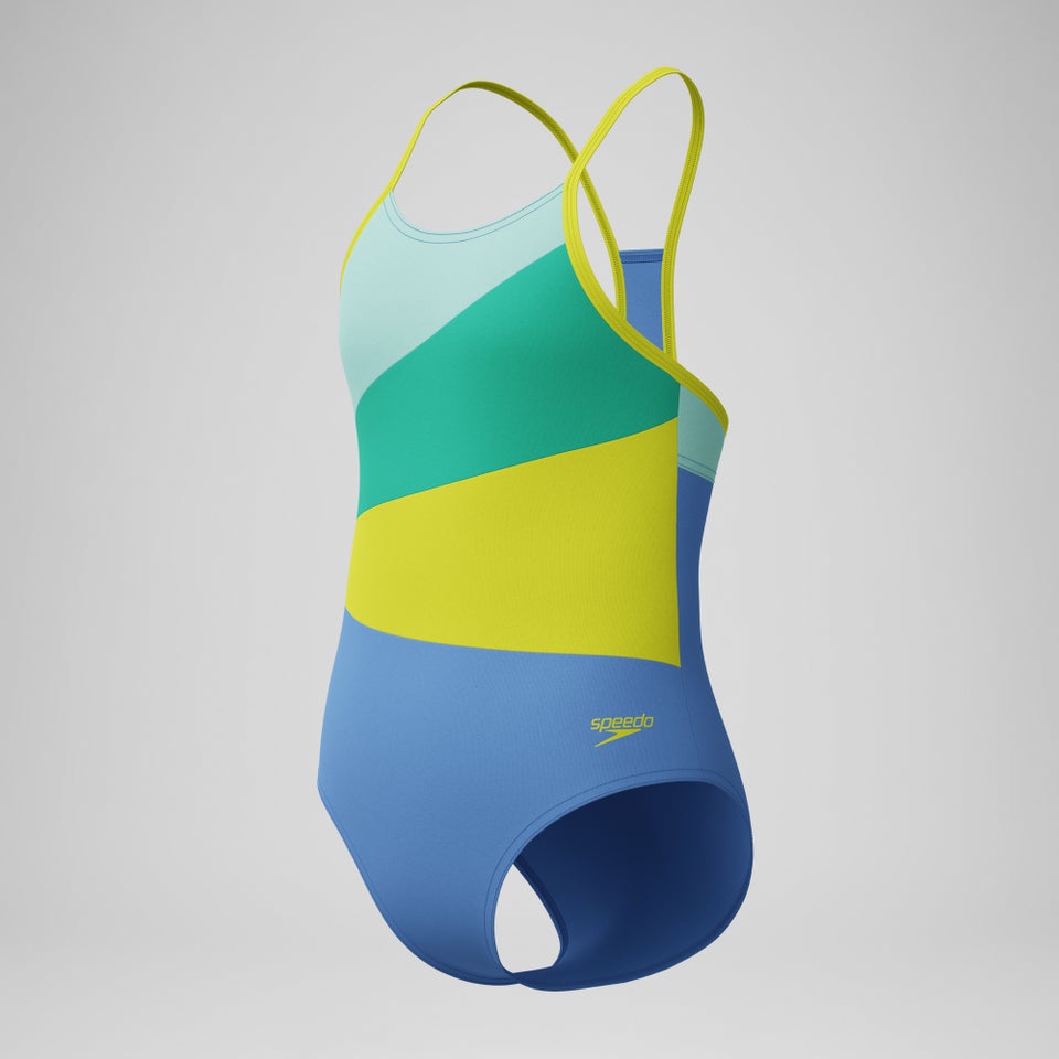 Girl's Radiating Splice One Piece Blue/Green