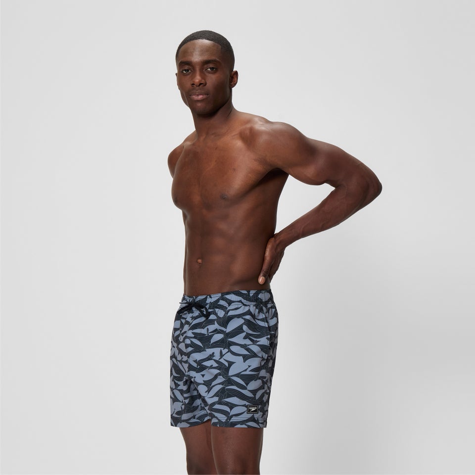 Men's Redondo Edge Printed 16" Swim Shorts Gray/Black