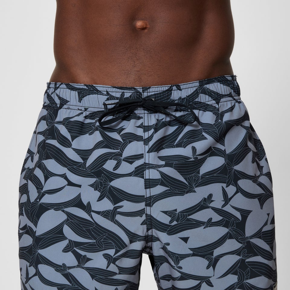 Men's Redondo Edge Printed 16" Swim Shorts Gray/Black